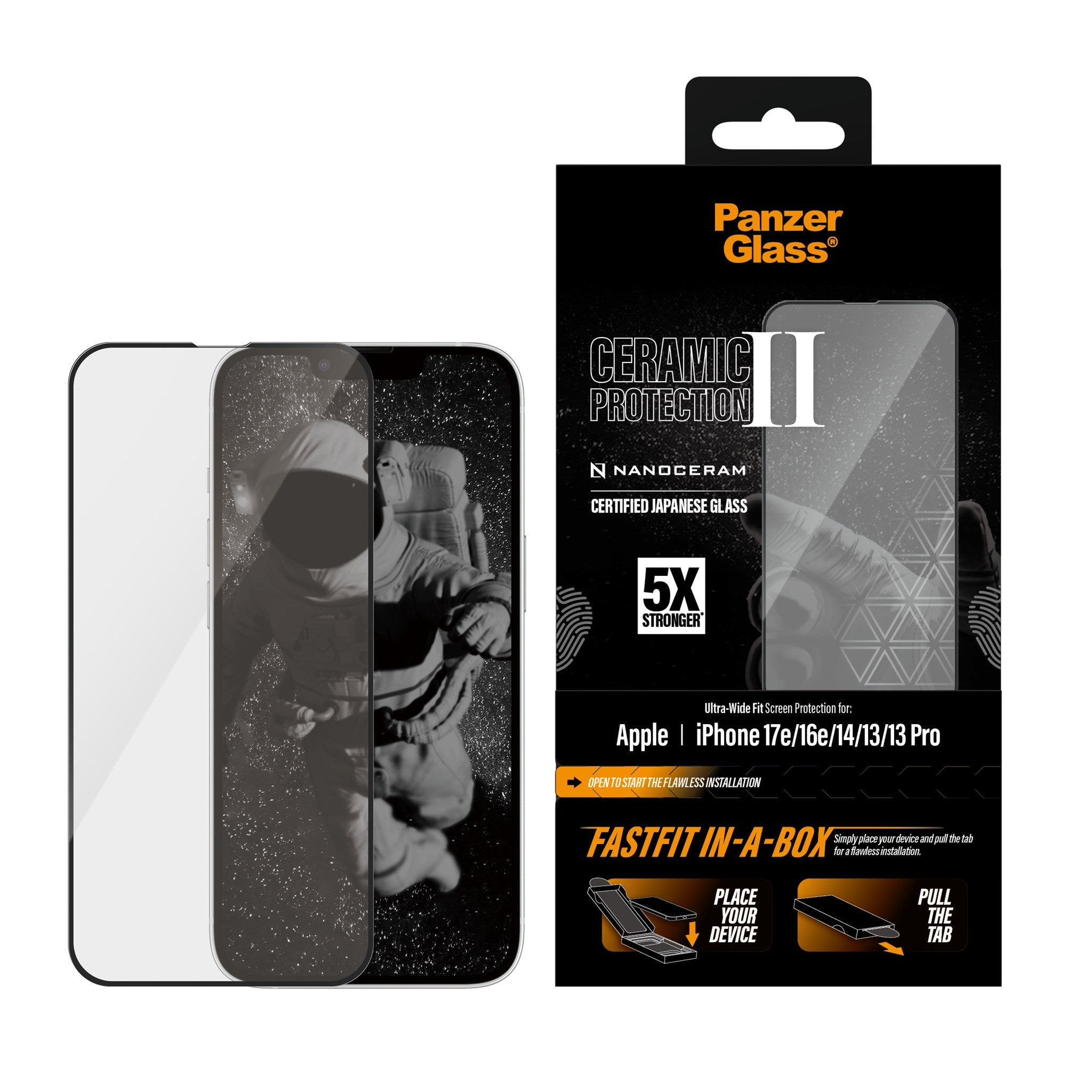 PanzerGlass® Ceramic Screen Protector iPhone 17e |16e | 14 | 13 | 13 Pro | Ultra-Wide Fit w. FASTFIT IN-A-BOX